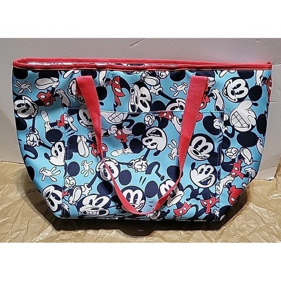 Disney Store New Mickey Mouse Insulated Cooler Shoulder Tote Bag Red White Blue - Picture 1 of 7